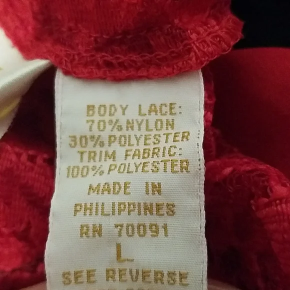 Victoria’s Secret Red 90's Gold Label Vintage Lace Teddy Satin Ruffle Bodysuit - Picture 8 of 16